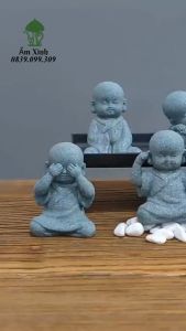 Tượng Đá Sa Thạch Trang Trí Tiểu Cảnh Bonsai Thủy Sinh Tượng Chú Tiểu