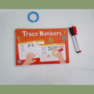 16PCS แฟลชการ์ดเรียนรู้ตัวเลข Dry Erase Reusable Number Math Flash Cards For Kids Preschooler Ages 3+ Calligraphy Handwriting Practice Card ( inlcuded number 1-20/30/40/50/60/70/80/90/100 ) Counting Tracing Pad Activity Flashcards