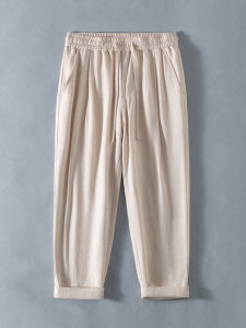 Quần Vải Lanh Nam Mùa Hè Rộng Rãi Cỡ Lớn Quần Dài Ống Đứng Phong Cách Trung Hoa Quần Dài 9 Điểm Quần Dài Thoải Mái Thoáng Khí