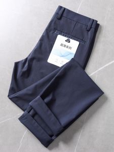 Cool Breathable Lightweight Quick Dry Mens Solid Color Business Iron Free Elastic Casual Pants Long Trousers Fashionable Urban Spring Summer