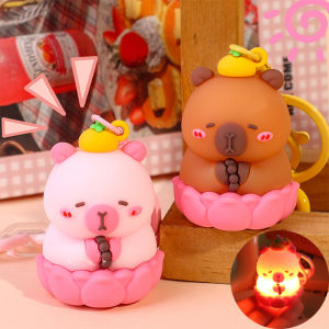 โคมไฟดอกบัวพระพุทธเจ้า Kapibara กระเป๋าสตรีที่ใส่กุญแจเรืองแสงจี้พีวีซีของขวัญเล็กๆ