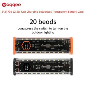 8*21700 transparent battery case 22.5W fast-charging solderless battery case kit with LED indicator for iPhone and Samsung etc.