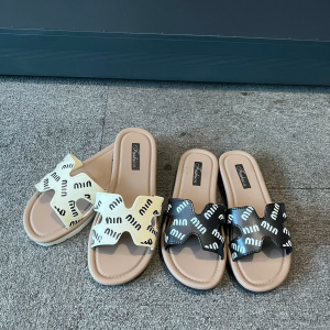 LM Women H Design Slip-On Sandals PVC Minmin Print Casual Fashion Light Soft Comfortable BS-3112