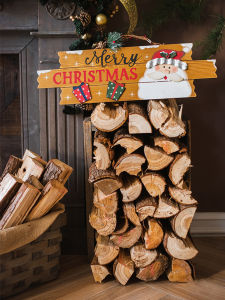 Retro Real Flame Log Fireplace Log Storage Decoration Moving Gift Christmas Scene Wood Decoration Props Display Stove