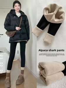 Womens Fleece Lined Sharkskin Yoga Pants Slimming Thick Warm Cotton Trousers Tight Fit Autumn Winter Fashion Bottoms