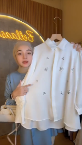 KINAYA PAYET BLOUSE OVERSIZE PREMIUM OVERSIZE KEMEJA PAYET BUNGAH
