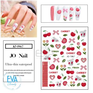 Sticker Dán Móng Tay 3D Dạng Decal Dán Móng Chống Nước Joyful Nails Hoạ Tiết Quả Anh Đào Fresh Cherry Nail Art Sticker JO1967