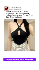 New Backless Criss Cross Women's Top: Double Lining & Free Size