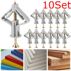 10 Bộ thạch cao chốt và mạ kẽm Bộ Ốc Vít Nylon bướm cắm tường tường rỗng Neo vách thạch cao Bộ ốc vít thay thế