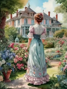 Colorful Woman Portrait in Garden Artwork Jigsaw Puzzle 500/1000/1200/2000PCS Stress Relief Puzzle Wall Art Decor Gift