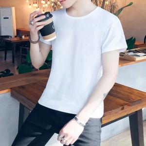 Summer Mens Light Blue Ripped Denim Shorts Loose Straight Korean Style Five-Quarter Thin Jeans Casual Youth Fashion