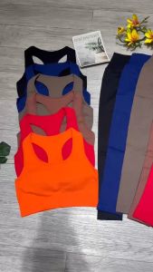 Bộ đồ tập gym yoga aerobic thể thao nữ áo bra kèm mút và quần dài chất liệu thun dệt kim quảng châu BINSPORTS BD262