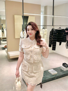Oversized Lace Jacquard Blouse and Retro Half Skirt Set