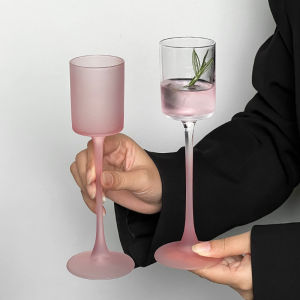 French Style Frosted Glass Straight Tube High Foot Cocktail Cup Creative Champagne Glass Sweet Wine Cup High Aesthetic Value