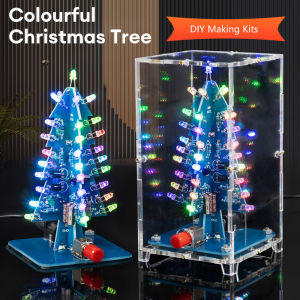 LED Multicoloured Christmas Tree DIY Kit DC5V LED Flashing Light Circuit Kit Electronic Fun Soldering Practice Kit