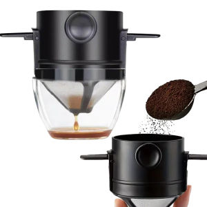 Pour Over Coffee Filter Stainless Steel Cone Paperless Reusable Coffee Filter Easy to Clean Coffee Cone for Travel Camping Offices