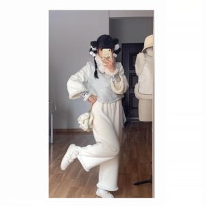 Autumn Winter Hanfu Dress Inner Wear Outer Wear Wide Leg Pants Soft Ball Butterfly Knot Pants Casual Thickened Natural Waist