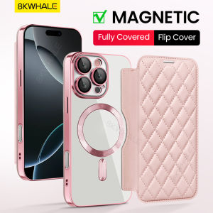 BKWHALE Magnetic Phone Case For iPhone 14 Pro Max 13 Pro Max 12 Pro Max 11 Pro Max 14Plus Full coverage lens + Card Holders Leather Flip Cover Clear Back Cover