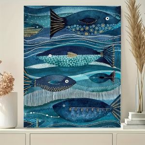 Bộ Tranh Tô Màu Theo Số Hình Đàn Cá Biển 40x50cm - Quà Tặng Trang Trí Nhà Cửa Tự Làm - Tranh Vẽ Theo Số Dễ Thực Hiện Trên Vải Bố