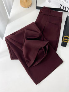 Ankela Red High Waist Wide Leg Pants Womens Casual Straight Fashionable Slim Fit Trousers Spring Autumn Seasonal Polyester Fiber