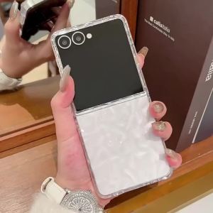 Luxury Transparent Water Ripple Slim Case for Samsung Galaxy Z Flip 7 6 5 4 3 8 ZFlip Wrinkle Clear Shockproof Acrylic Cover