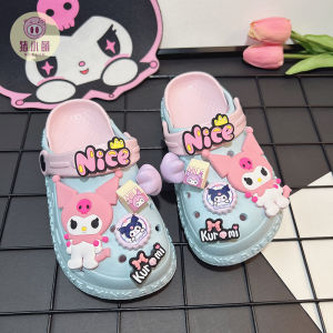 Girls Summer Anti-Slip EVA Clog Shoes Cute Hole Design Childrens Outdoor Slippers Breathable Comfortable Flat Heel Cartoon Style