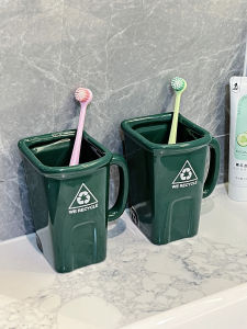 Creative Ceramic Toothbrush Cup Large Capacity Bathroom Cleaning Tools Dental Care Ceramic Mug Funny Design Home Use