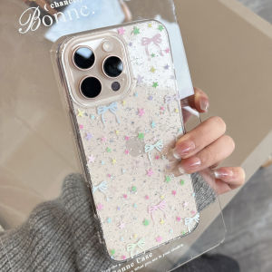 Creative Transparent Silicone Phone Case for iPhone 17 pro Max Apple Womens Style Pink Color Star Butterfly Knot Design Ins Wind