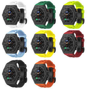 Carbon Fiber Case Modification Kit for Samsung Galaxy Watch 8Classic 46mm Fluororubber Strap Mod Kit DIY for Galaxy Watch 8 44mm