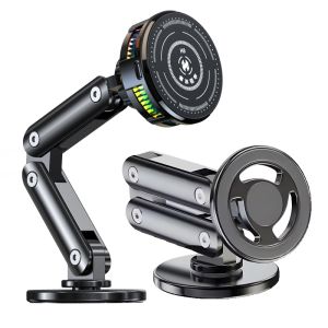 Universal Metal Car Magnetic Semiconductor Cooling Phone Holder RGB Light 3 Level Adjustable for iPhone 16 15 14 13 12 Samsung