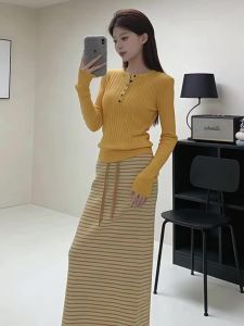SENWA | Attractive Korean Style Fall Knitted Dress Set