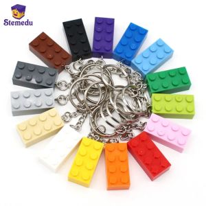 10pcs DIY MOC Brick Keychain Plate Thick Bricks 2x4 3001 Key Chain Building Block Gift for Kids Compatible with Legoeds