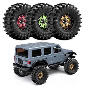 4PCS 1.3 inch Metal Beadlock Wheel Rim & Tire for RC Crawler 1/18 1/24 TRX4M Ascent-18 Axial SCX24 FCX24 AX24 FMS Upgrade Parts