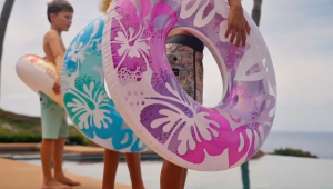 INTEX-Lifeguard Transparent Tropical Color Inflatable Swimming Pool Childrens Swimming Ring (91CM)