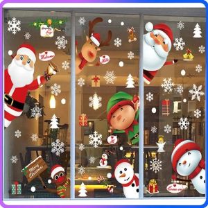 Christmas Decoration Static Sticker Internet Celebrity Coffee Dessert Shop Small Window Glass Holiday Happy Atmosphere Layout Sticker