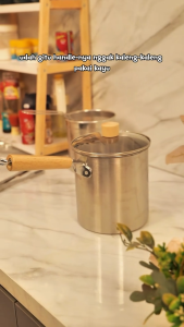[GRATIS SARUNG TANGAN SILIKON KLAIM ADD ON DULU YA freemir Penggorengan Stainless Steel Deep Fry Pot 3 in 1 Gratis Saringan Minyak+ Capitan Anti Panas Gagang Kayu Tutup Kaca