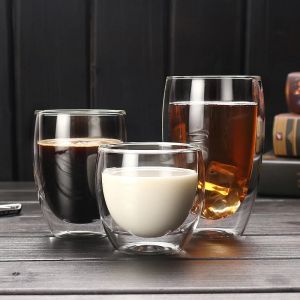 Tường Đôi Cốc Thủy Tinh Cách Nhiệt Trong Suốt Cốc Cà Phê Espresso Handmade Bia Trà Sữa Whisky Drinkware Bộ-5 Kích Cỡ