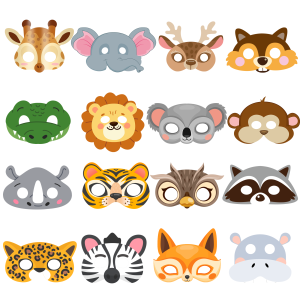 หน้ากากสัตว์ป่า หน้ากากปาร์ตี้สัตว์ 16 ชิ้น/หน้ากากธีมสัตว์ซาฟารี/หน้ากากปาร์ตี้ซาฟารีป่าสําหรับตกแต่งงานปาร์ตี้สัตว์ป่า