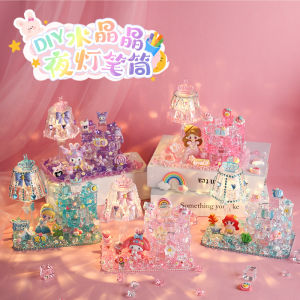 Dreamy Princess Crystal Lamp DIY Kit Creative Transparent Ice Pen Holder Night Light Toy for Children Handmade Craft Material Pack