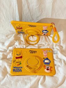 Cartoon Yellow Winnie the Pooh Design Silicone Protective Case for  11 Air5/6 Anti-Fall 360 Rotating Stand 10.2 Inch New Model Tenth Generation Tablet Shell Pro11 Soft Silicone 10.9 Inch Mini