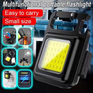 Portable Flashlight Keychain Mini LED Light Glare COB USB Charging Emergency Lamps Work Light Outdoor Camping Light