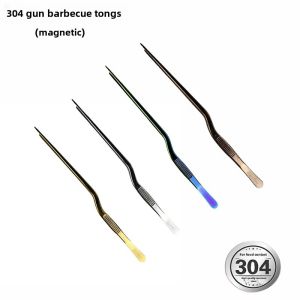 304 Stainless Steel with Magnetic Tweezers Plate Barbecue Western Food Chef Clip Barbecue Clip Food Clip