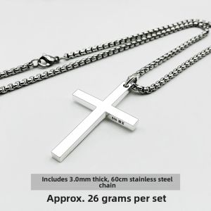 SHISHANGMEIDI | Heavy Silver Men Cross Pendant Necklace