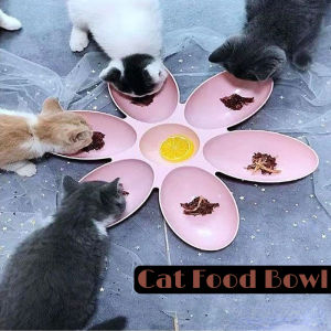 Cat bowl Dog bowl Pet bowl aesthetic Multiple pet bowl Petal Shaped Six Compartment Multi Pet Dinner Bowl Multi-cat Family Feeding Bowl