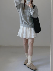 Váy Ngắn Xếp Ly Màu Trắng Phong Cách Đại Học Cho Nữ Cỡ Lớn Dáng Quả Lê Váy Ngắn Xếp Ly Kiểu Ballet Váy Ngắn Cotton Polyester