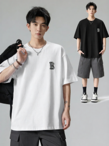 Wood soon | American Style 3D Letter Short Sleeve T-Shirt Men Casual Loose