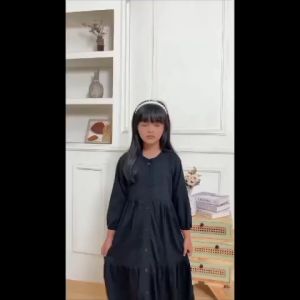 Gamis Anak Perempuan Polo Linen Polos Usia 3-8 Tahun Dress
