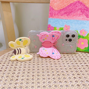 Zeallion Cute Silicone 3D Butterfly Bee Holder for Phone Universal Desk Bracket Adhesive Sticker Telescopic Sling Hang Handle Grip Stand