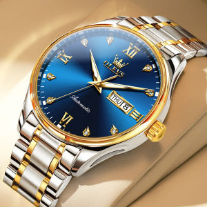 OLEVS นาฬิกา9955ผู้ชาย นาฬิกาข้อมือกลไกอัตโนมัติแบบเรียบง่ายกันน้ำสแตนเลสนาฬิกาเรืองแสงสำหรับผู้ชายวันที่สัปดาห์