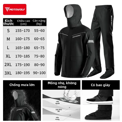 MOTOWOLF | Bộ Áo Mưa Đi Xe Máy Chống Thấm Nước